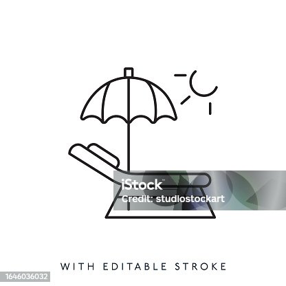 istock Beach umbrella line icon. Editable stroke 1646036032