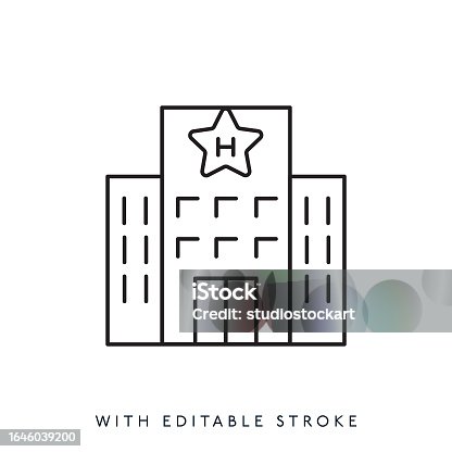 istock Hotel  Line Icon Editable Stroke 1646039200
