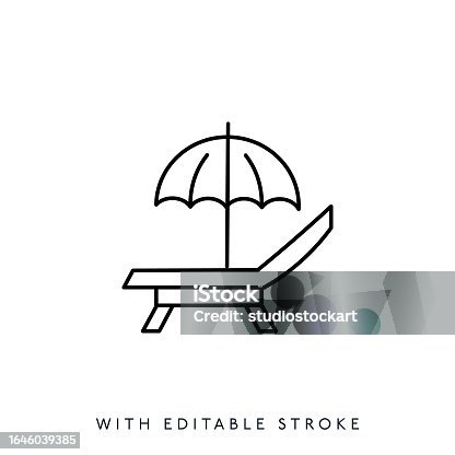 istock Beach umbrella line icon. Editable stroke 1646039385