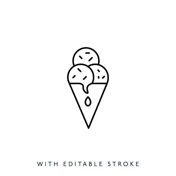 Vector illustration of Ice cream line icon, editable stroke