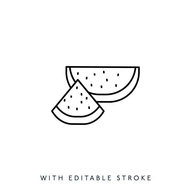 Vector illustration of Watermelon line icon, editable stroke