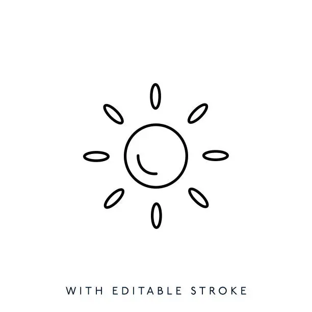 Vector illustration of Sun line icon, editable stroke