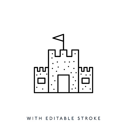 Sand Castle Line Icon. Editable Stroke