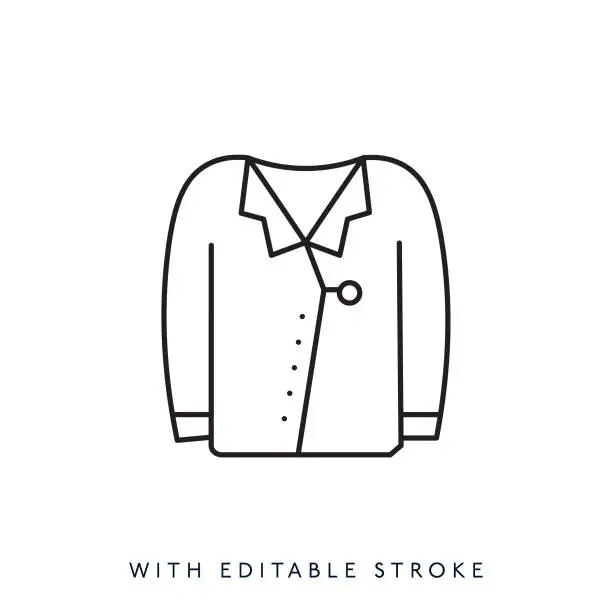 Vector illustration of Chef shirt line icon, editable stroke