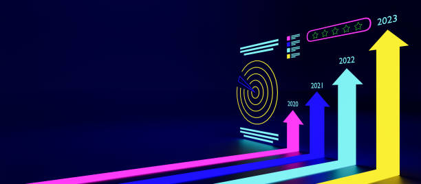 istock Business growth concept, show marketing graph analyzing stock market changes with achieve the target marketing 1646042976