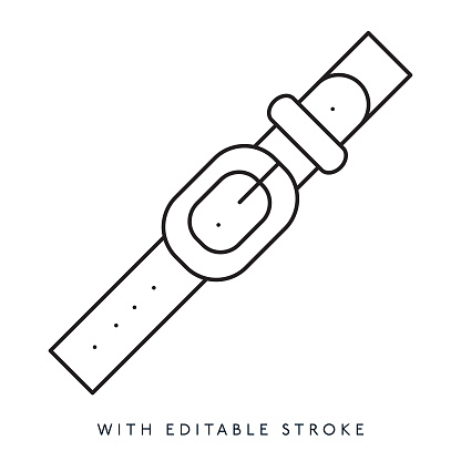 Leather belt line icon, editable stroke