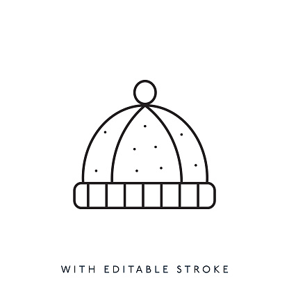 Winter hat line icon editable stroke