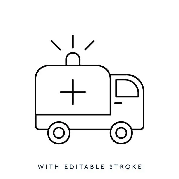 Vector illustration of Ambulance Icon with Editable Stroke