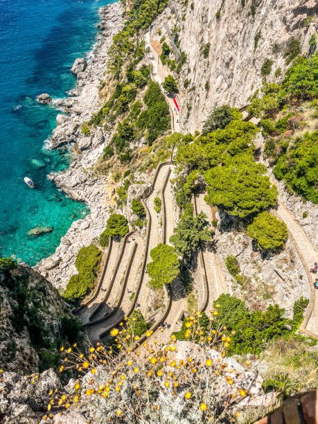 Via Krupp on Capri Island Famous via Krupp on the island of Capri via krupp stock pictures, royalty-free photos & images