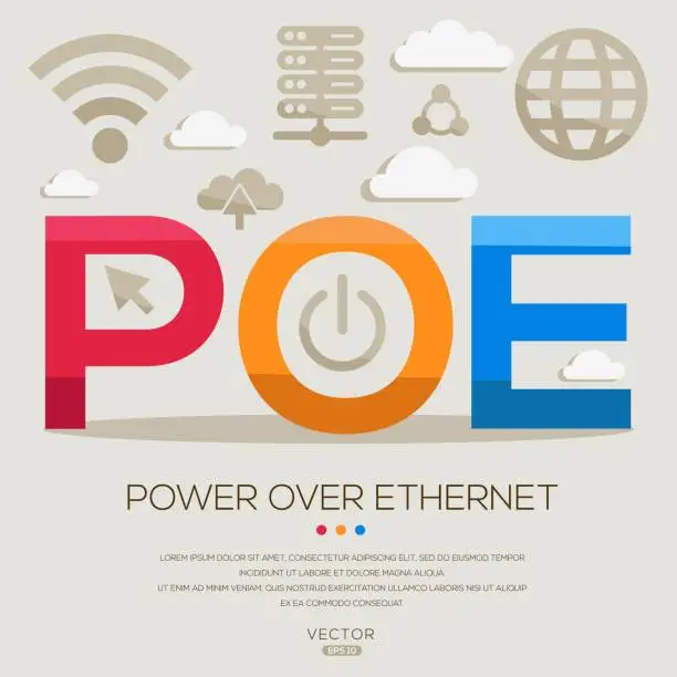 Vector illustration of POE _ Power over Ethernet