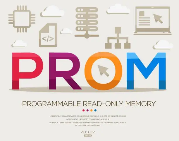 Vector illustration of PROM _ Programmable Read-Only Memory