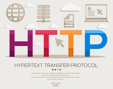 HTTP _ Hypertext Transfer Protocol, letters and icons, and vector illustration.