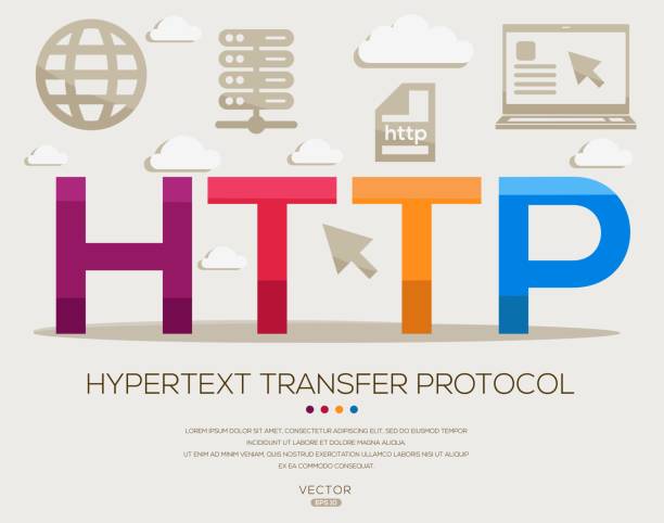 HTTP _ Hypertext Transfer Protocol HTTP _ Hypertext Transfer Protocol, letters and icons, and vector illustration. hypertext stock illustrations
