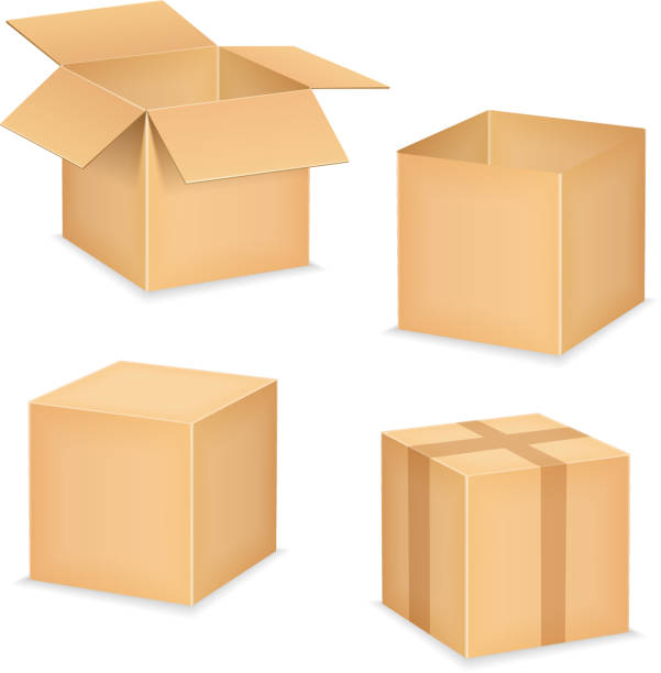 판지 상자 - cardboard box white background paper closed stock illustrations