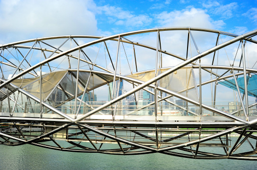 The Helix Bridge , previously known as the Double Helix Bridge , is a pedestrian bridge linking Marina Centre with Marina South in the Marina Bay area in Singapore