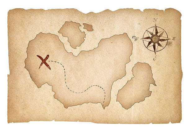 istock Old treasure map isolated. Clipping path is included. 164611181