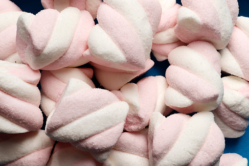 Abstract composition of marshmallows. Marshmallow as background. Top view