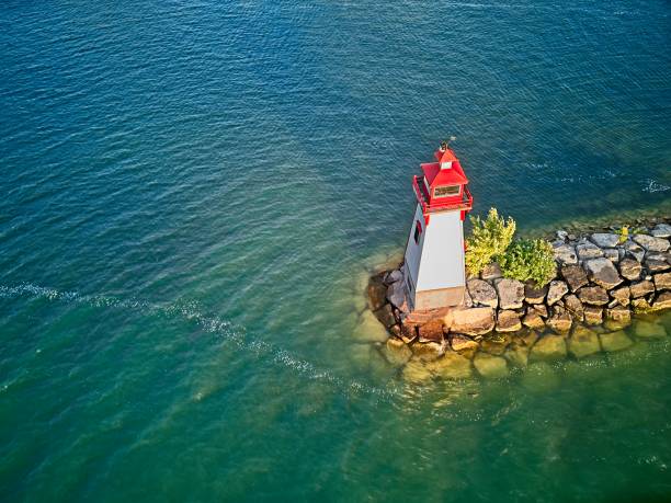 istock Aerial View of a Lighthouse at a Marina 1646122966