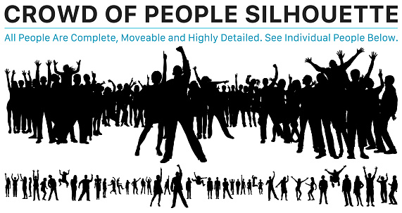 Crowd of people silhouette. All people are complete, moveable and highly detailed (see individual people below)..