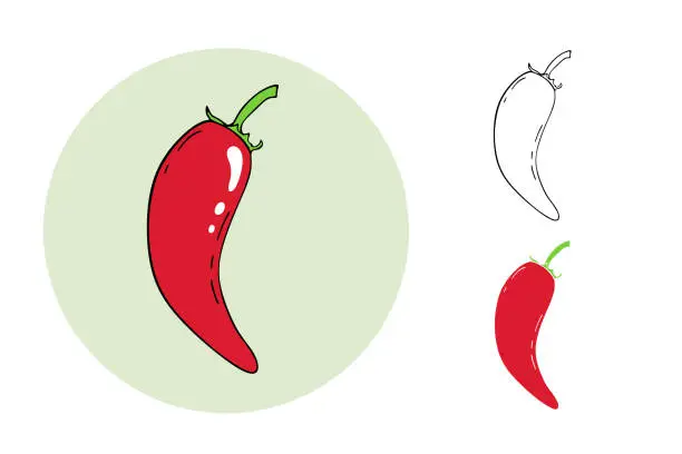 Vector illustration of Red hot chili peppers, flat Design