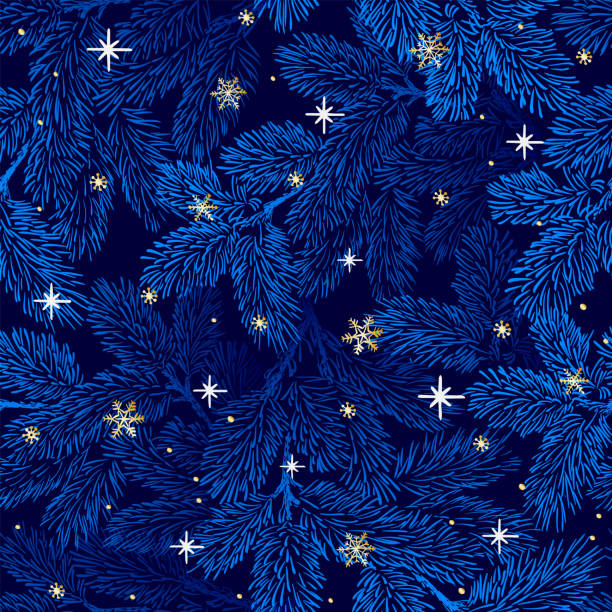 stockillustraties, clipart, cartoons en iconen met seamless pattern with fir branches. christmas and new year background. - winter