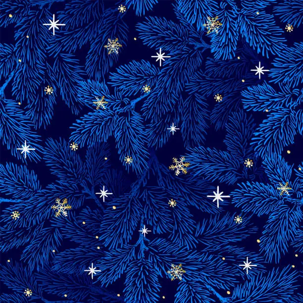 Vector illustration of Seamless pattern with fir branches. Christmas and New Year background.