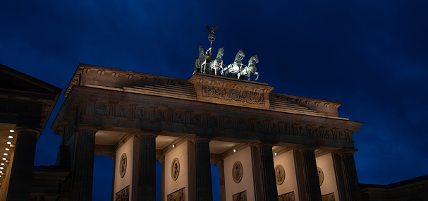 the famous german brandenburger tor in the evening panorama