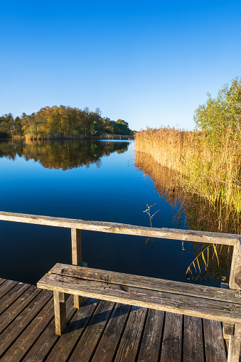 Quiet place by a beautiful lake in autumn