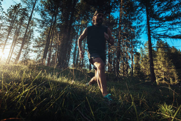 istock Man trail running in a mountain forest 1646240665