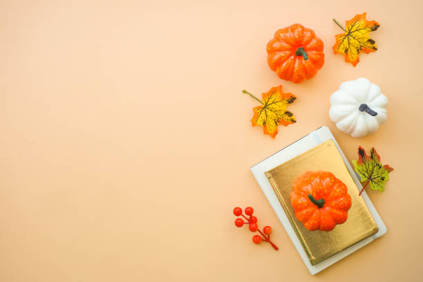 istock Autumn office workspace. Autumn flat lay background. 1646253186