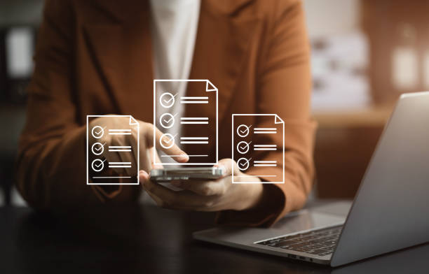 istock Online business contract Electronic signature, e-signing, digital document management, paperless office , working touch screen smartphone. 1646259775