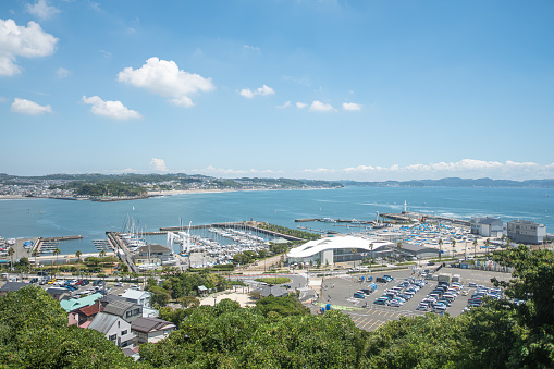 landscape view from Enoshima shrine at Enoshima Island in Fujisawa, Kanagawa, Japan
