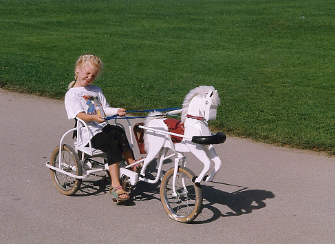 Little girl on vacation back in the eighties