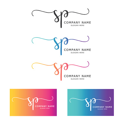 SP Initial letter handwriting and signature color gradient logo.