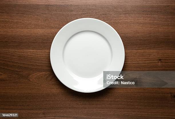 White Empty Plate At The Table Stock Photo - Download Image Now - High Angle View, Plate, Empty Plate