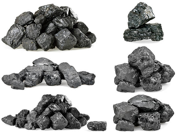 piles of coal isolated on white. Set. Set of piles of coal isolated on white background. bumpy stock pictures, royalty-free photos & images