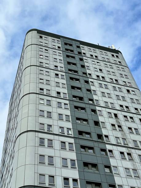 istock Low angle view of a modern skyscraper at Newcastle Upon Tyne 1646311389