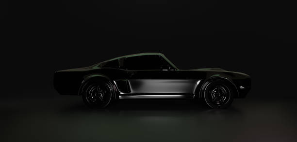 istock Car on a black background. 3d template design. 3d car model. 1646316560