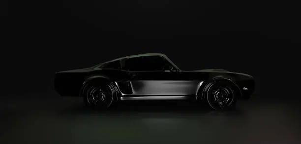 Photo of Car on a black background. 3d template design. 3d car model.