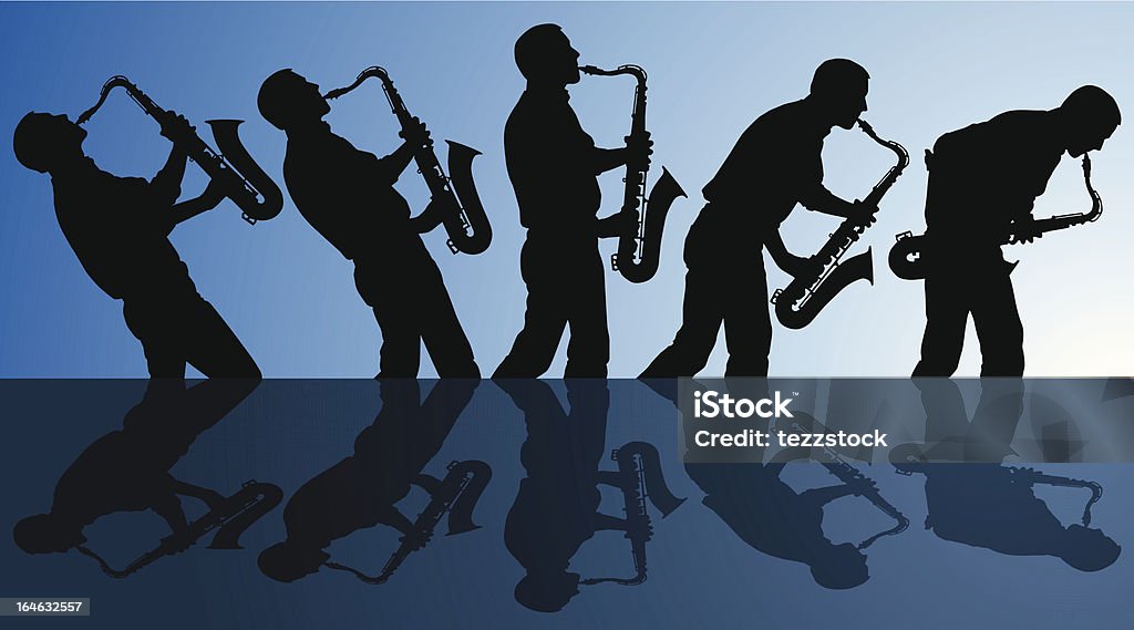 Gra the blues - Grafika wektorowa royalty-free (Saksofon)