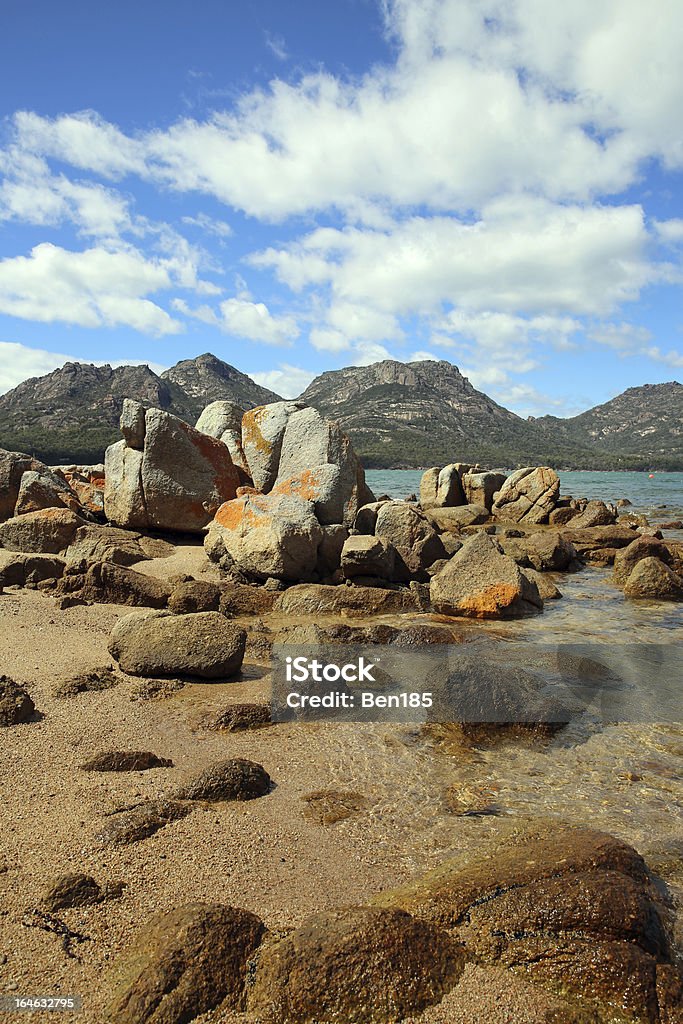 The Hazards View from Coles Bay to the mountains called Hazards. Freycinet National Park. Tasmania Cloud - Sky Stock Photo