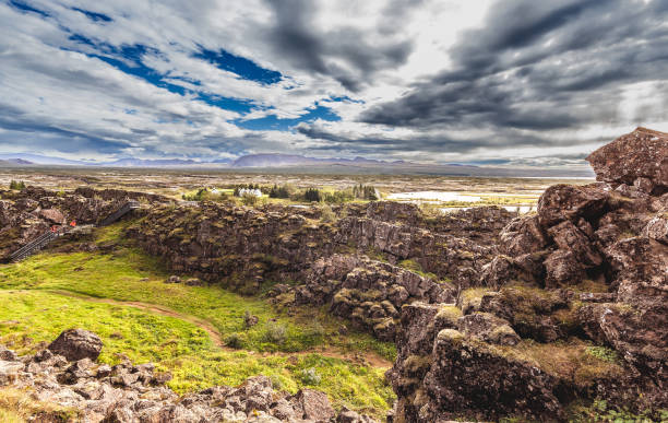 Thingvellir National Park - famous area in Iceland right on the spot where the atlantic tectonic plates meets
