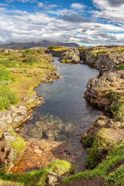 Thingvellir National Park - famous area in Iceland right on the spot where the atlantic tectonic plates meets