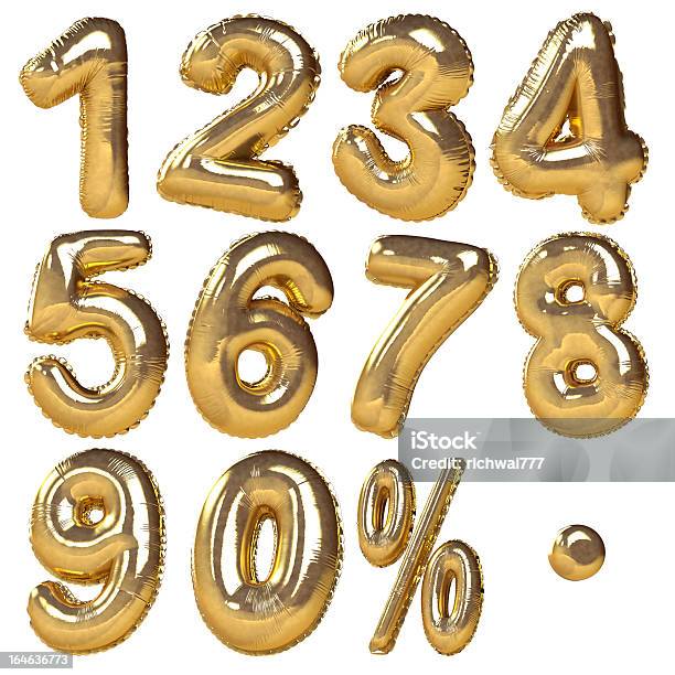 Gold Balloon Numbers 110 Stock Photo - Download Image Now - Balloon, Number, Percentage Sign