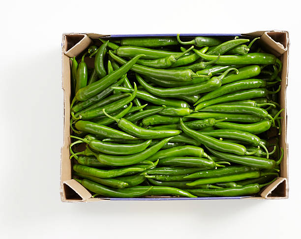 Green chili peppers stock photo