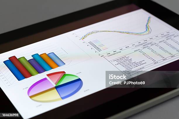 Photo libre de droit de Tablette Numérique Avec Grafics Et Tableaux Des Capacités banque d'images et plus d'images libres de droit de Analyser