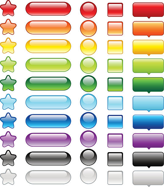 Colored glossy web buttons vector art illustration