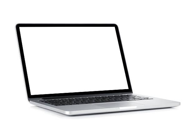Laptop Laptop with blank white screen. Isolated on white background cut out stock pictures, royalty-free photos & images