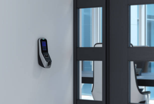 istock Door access control by Fingerprint Scanner, Facial recognition and Key Card, 1646395531