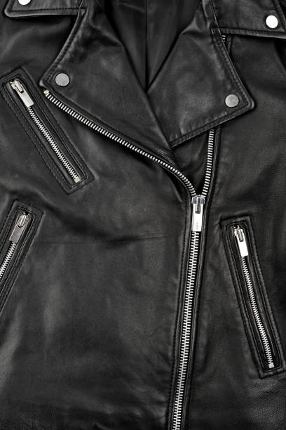 istock black leather punk jacket textured. biker jacket. Leather fabric texture 1646406063